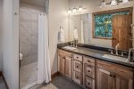 Large master bath with double sinks 